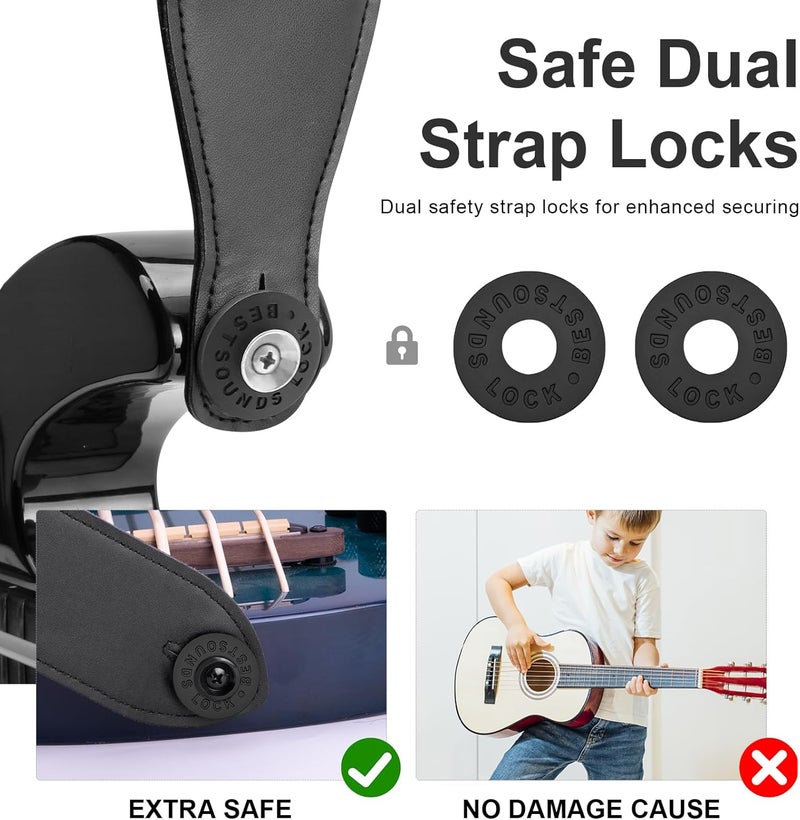 BestSounds Guitar Strap Blocks, 6PCS Premium Silicone Safety Locks (O Black) - Image 4
